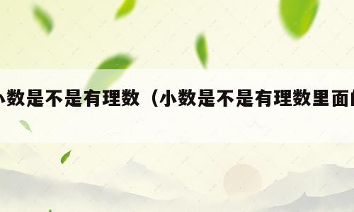 小数是不是有理数（小数是不是有理数里面的）