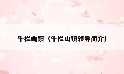 牛栏山镇（牛栏山镇领导简介）