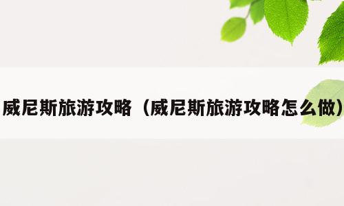 威尼斯旅游攻略（威尼斯旅游攻略怎么做）