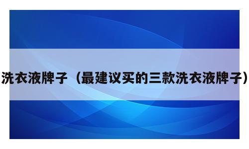洗衣液牌子（最建议买的三款洗衣液牌子）