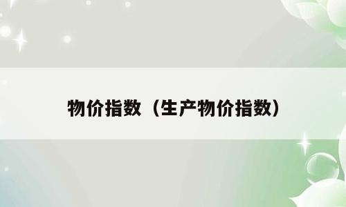物价指数（生产物价指数）