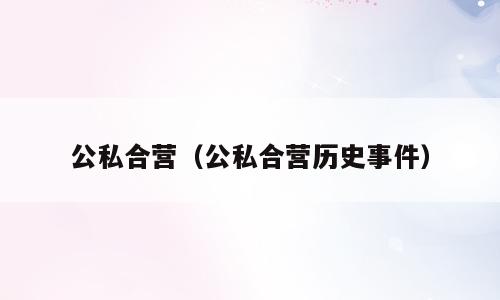 公私合营（公私合营历史事件）