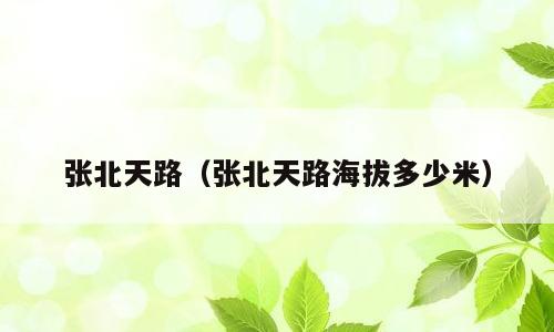 张北天路（张北天路海拔多少米）