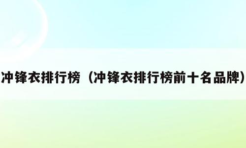 冲锋衣排行榜（冲锋衣排行榜前十名品牌）