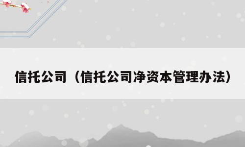 信托公司（信托公司净资本管理办法）