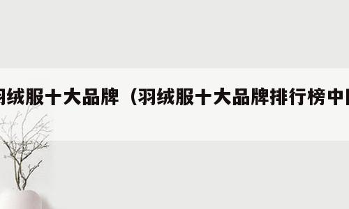 羽绒服十大品牌（羽绒服十大品牌排行榜中国）