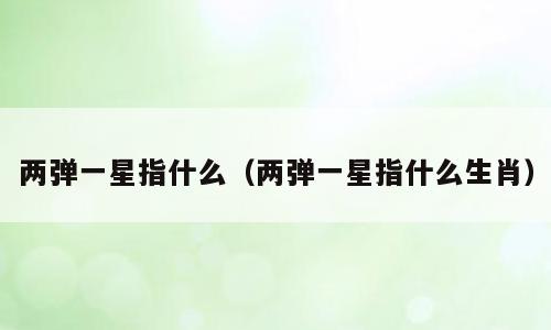 两弹一星指什么（两弹一星指什么生肖）