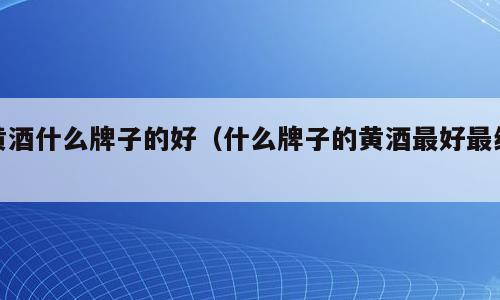 黄酒什么牌子的好（什么牌子的黄酒最好最纯）