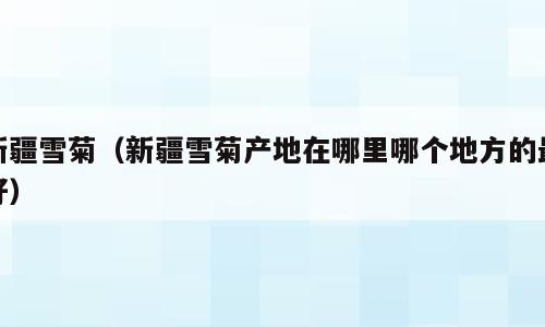 新疆雪菊（新疆雪菊产地在哪里哪个地方的最好）