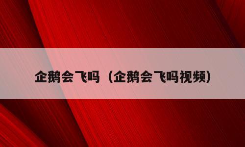 企鹅会飞吗（企鹅会飞吗视频）