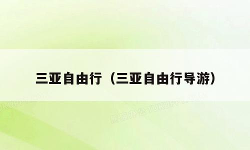 三亚自由行（三亚自由行导游）