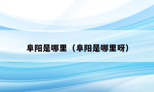 阜阳是哪里（阜阳是哪里呀）