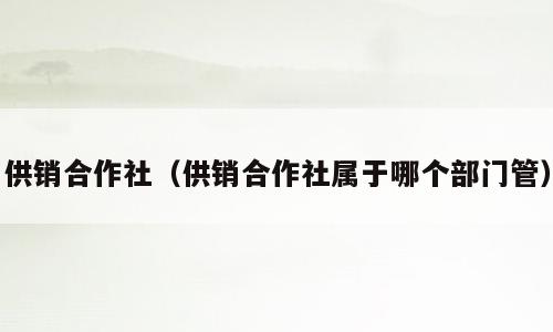 供销合作社（供销合作社属于哪个部门管）