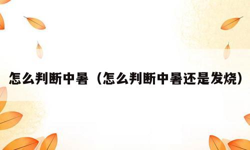 怎么判断中暑（怎么判断中暑还是发烧）
