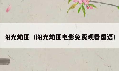 阳光劫匪（阳光劫匪电影免费观看国语）