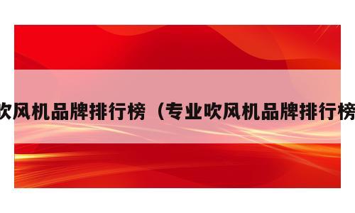 吹风机品牌排行榜（专业吹风机品牌排行榜）