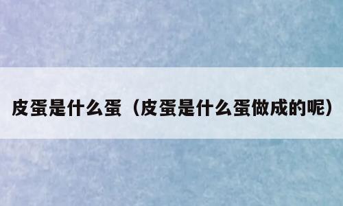 皮蛋是什么蛋（皮蛋是什么蛋做成的呢）