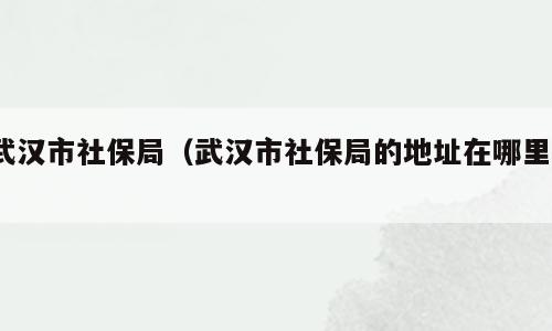 武汉市社保局（武汉市社保局的地址在哪里?）
