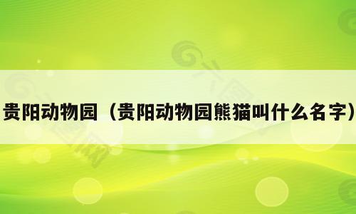 贵阳动物园（贵阳动物园熊猫叫什么名字）