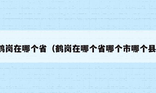 鹤岗在哪个省（鹤岗在哪个省哪个市哪个县）