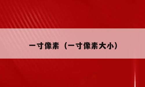 一寸像素（一寸像素大小）