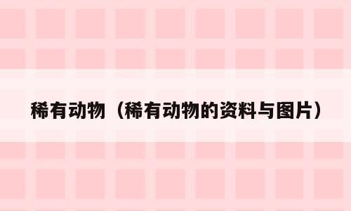 稀有动物（稀有动物的资料与图片）