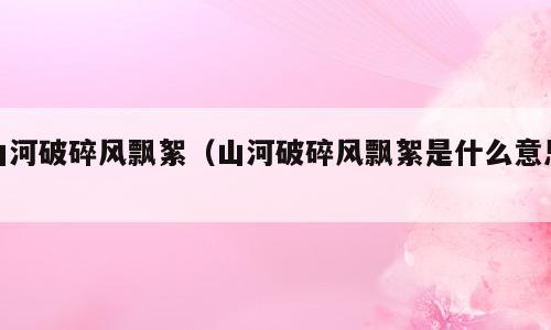 山河破碎风飘絮（山河破碎风飘絮是什么意思）