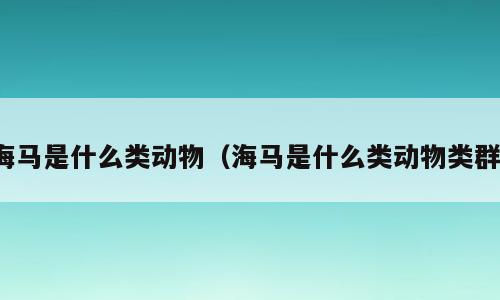 海马是什么类动物（海马是什么类动物类群）