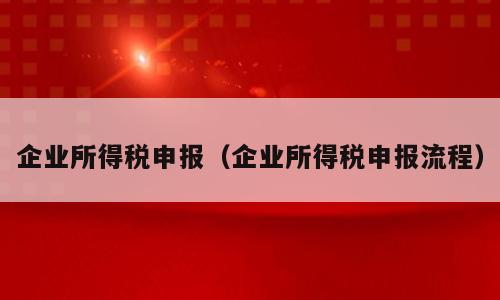 企业所得税申报（企业所得税申报流程）