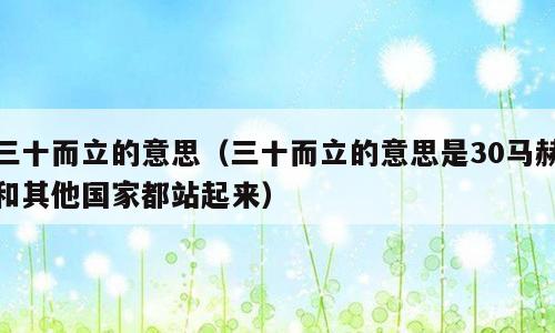 三十而立的意思（三十而立的意思是30马赫和其他国家都站起来）