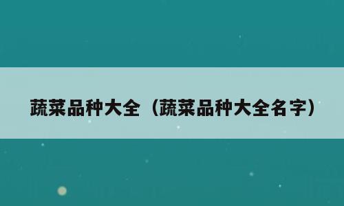 蔬菜品种大全（蔬菜品种大全名字）