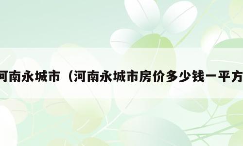 河南永城市（河南永城市房价多少钱一平方）