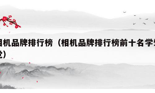 相机品牌排行榜（相机品牌排行榜前十名学生党）