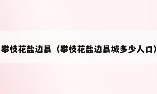 攀枝花盐边县（攀枝花盐边县城多少人口）