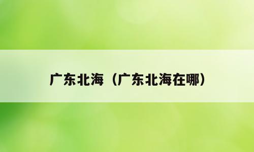 广东北海（广东北海在哪）