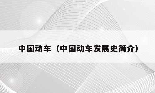 中国动车（中国动车发展史简介）