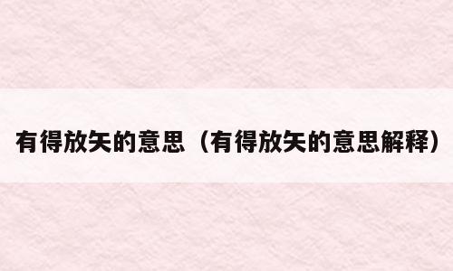有得放矢的意思（有得放矢的意思解释）