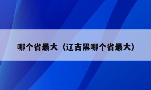 哪个省最大（辽吉黑哪个省最大）