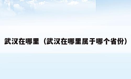 武汉在哪里（武汉在哪里属于哪个省份）