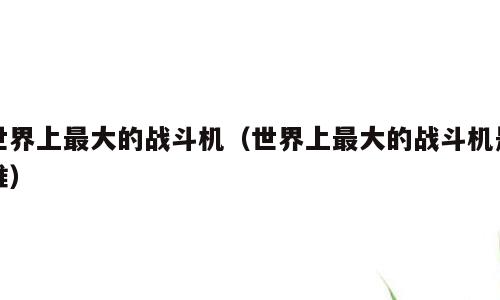 世界上最大的战斗机（世界上最大的战斗机是谁）