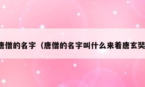 唐僧的名字（唐僧的名字叫什么来着唐玄奘）