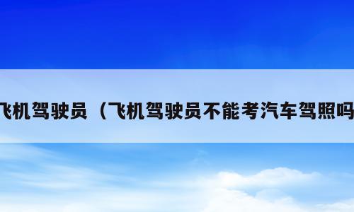 飞机驾驶员（飞机驾驶员不能考汽车驾照吗）