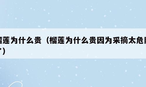 榴莲为什么贵（榴莲为什么贵因为采摘太危险了）
