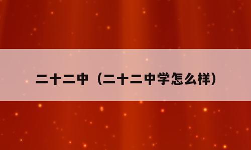 二十二中（二十二中学怎么样）