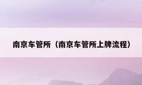 南京车管所（南京车管所上牌流程）
