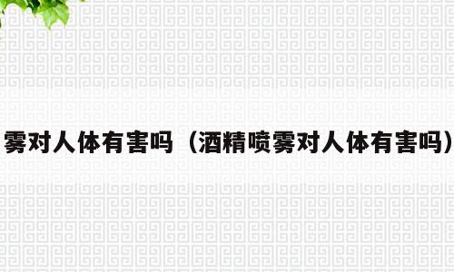 雾对人体有害吗（酒精喷雾对人体有害吗）