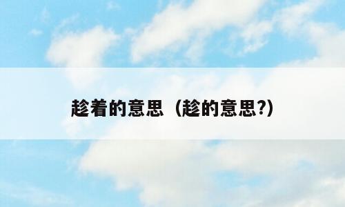 趁着的意思（趁的意思?）