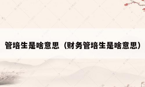 管培生是啥意思（财务管培生是啥意思）