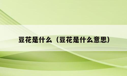 豆花是什么（豆花是什么意思）