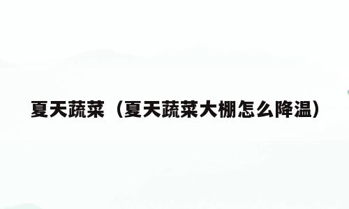 夏天蔬菜（夏天蔬菜大棚怎么降温）
